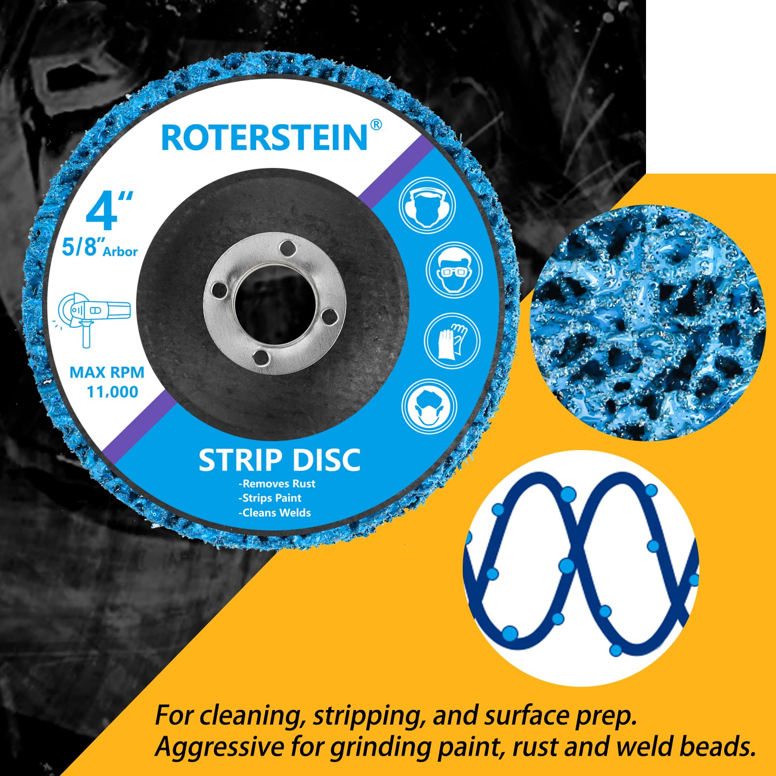 10 Pack Strip Discs Stripping Wheel 4 inch for Angle Grinder Clean and Remove Paint Coating Rust Welds Oxidation (4" x 5/8")