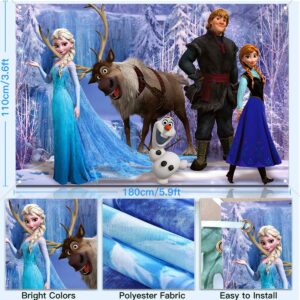 Frozen Birthday Decorations, Frozen Birthday Party Supplies Balloons Party Decoration, Princess Happy Birthday Decoration with Frozen Backdrop Confetti Balloons Frozen Banner Frozen Balloons for Girl