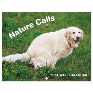 gag gifts - 2024 wall calendar, white elephants pooping dogs, calendar 2024 from jan.2024 to dec.2024, 12 monthly calendar planner, wall calendar 2024, funny calendar for family, friends