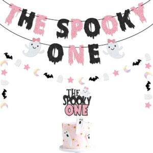 the spooky one banner the spooky one cake topper for pink and black halloween girl first birthday party decorations