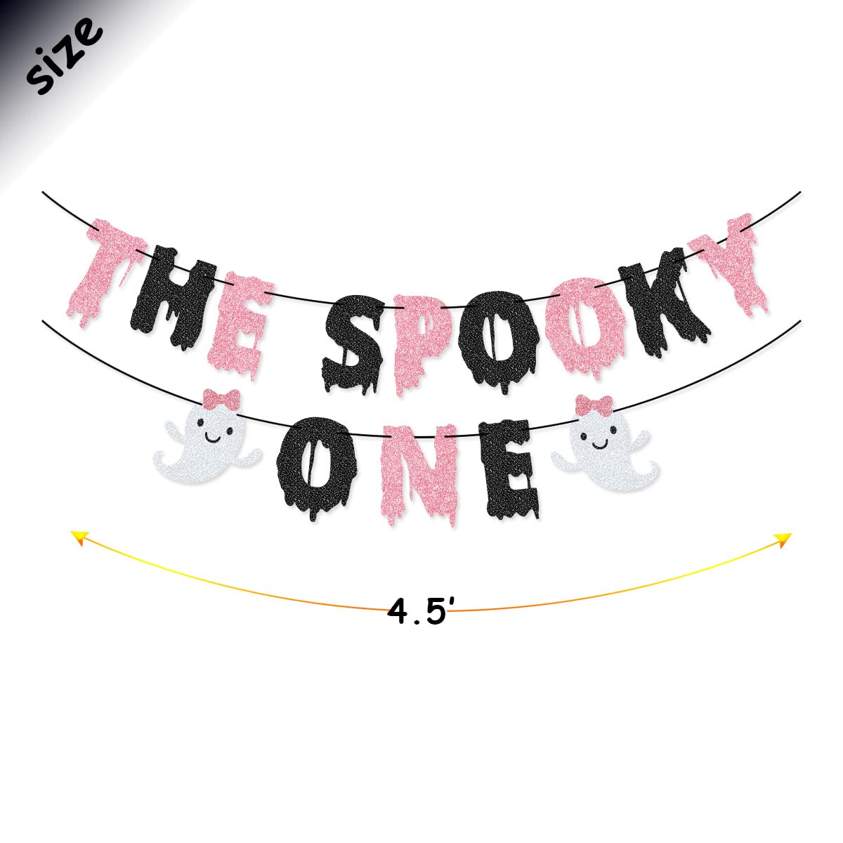 The Spooky One Banner The Spooky One Cake Topper for Pink and Black Halloween Girl First Birthday Party Decorations