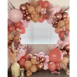 sheretty boho balloon garland 125 pcs dusty rose pink balloon arch kit baby shower decorations for girl for wedding birthday party supplies