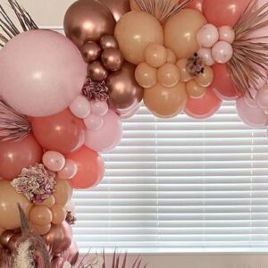 Sheretty Boho Balloon Garland 125 Pcs Dusty Rose Pink Balloon Arch Kit Baby Shower Decorations for Girl for Wedding Birthday Party Supplies