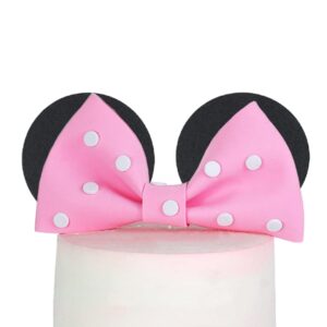 mouse cake topper bow and ears for birthday (new pink)