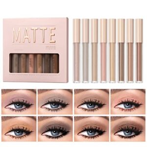 maepeor matte liquid eyeshadow 8 colors neutral naked smooth creamy eyeshadow lightweight high-pigmented and waterproof long lasting eyeshadow (matte naked, 8colors set 1)