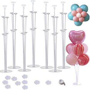 table balloon stand kit - 7 sets,reusable clear balloon holder stand for table with balloon flower clips,glue dot for birthday wedding party decorations,christmas,happy birthday balloons decorations