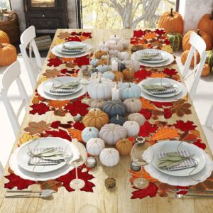 6 Pcs Embroidered Maple Leaves Placemats Thanksgiving Table Placemats Leaf Placemats for Home Kitchen Dinning Thanksgiving, Fall or Autumn Harvest Decorations (Maple Style, 11 x 17 Inch)