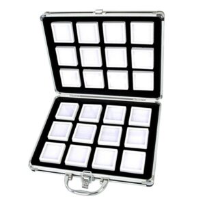 gzyf aluminium alloy box - gem jar foam insert tray jewelry display organizer gemstones beads storage case, 5cm