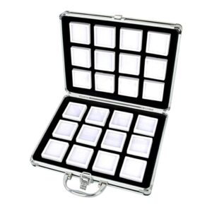 GZYF Aluminium Alloy Box - Gem Jar Foam Insert Tray Jewelry Display Organizer Gemstones Beads Storage Case, 5cm