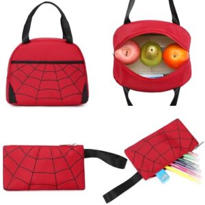 Gikizzi Boys School Backpack for Boys Backpack with Lunch Box Anime Backpack School Bag Bookbag Backpack Set for Boy Girls (Red)