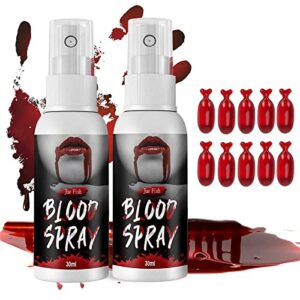 2 pcs fake blood makeup spray,blood splatter,fake blood,fake capsule blood,halloween liquid blood,give 10liquid blood capsules, face and body