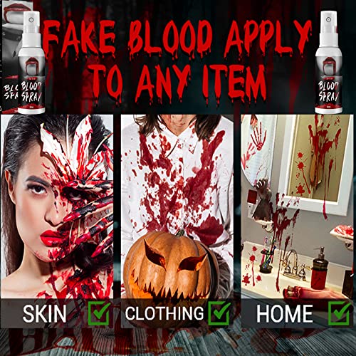 2 Pcs Fake Blood Makeup Spray,Blood Splatter,Fake Blood,Fake Capsule Blood,Halloween Liquid Blood,Give 10Liquid Blood Capsules, Face and Body