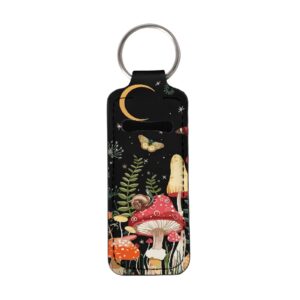 zpinxign mushroom keychain chapstick holder lip gloss holder keychain with clip-on sleeve pouch travel makeup accessories