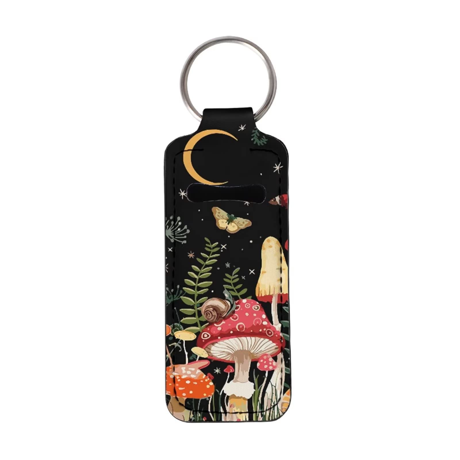 ZPINXIGN Mushroom Keychain Chapstick Holder Lip Gloss Holder Keychain with Clip-on Sleeve Pouch Travel Makeup Accessories