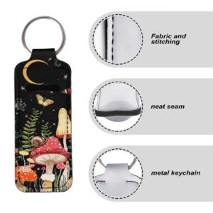 ZPINXIGN Mushroom Keychain Chapstick Holder Lip Gloss Holder Keychain with Clip-on Sleeve Pouch Travel Makeup Accessories