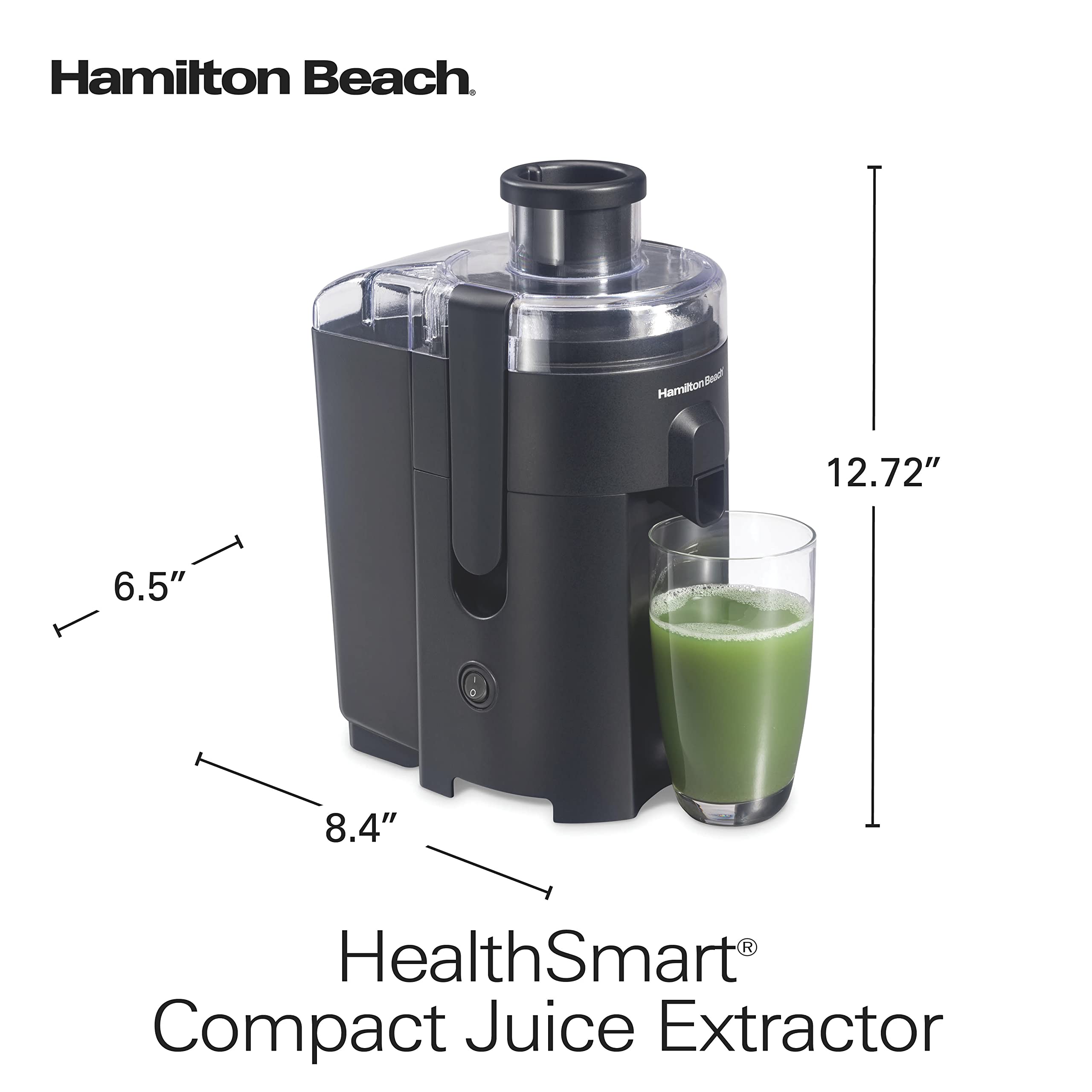 Hamilton Beach HealthSmart Juicer Machine, Compact Centrifugal Extractor, 2.4” Feed Chute for Fruits and Vegetables, Easy to Clean, BPA Free, 400W, Black (67500)