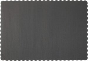paper placemats - disposable - scalloped edge (black, 100)