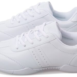 BAXINIER Women White Cheerleading Dancing Shoes Athletic Training Tennis Walking Breathable Competition Cheer Sneakers - White 7 Women