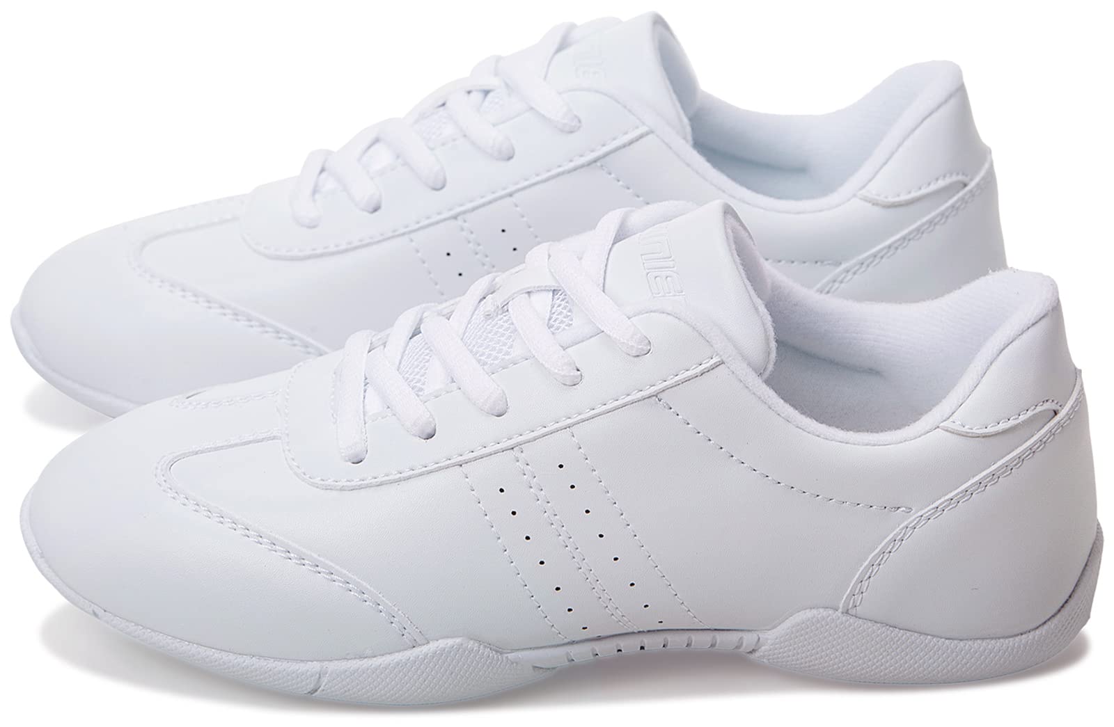 BAXINIER Women White Cheerleading Dancing Shoes Athletic Training Tennis Walking Breathable Competition Cheer Sneakers - White 7 Women