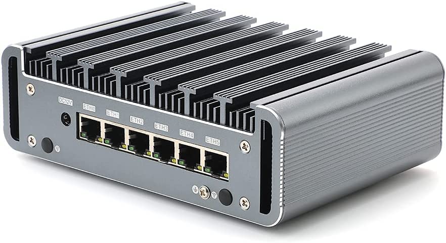 Partaker Firewall Micro Appliance, Fanless Mini PC, Network Router, OPNsense, Intel Core i7 1165G7, 6 Gigabit Nics, AES-NI, HD, COM, (DDR4 8G RAM/128G SSD)