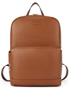 bostanten leather laptop backpack for women 15.6 inch computer bag stylish college daypack travel bag