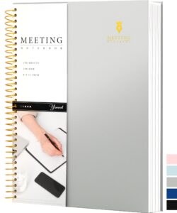 meeting notebook for work with action items hardcover spiral meeting planner for office business meeting work notes notebooks for note taking professional meeting notebooks for men women,grey
