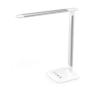 led desk lamp for home office - dimmable, eye-caring reading table lamp, 5 lighting modes 10 brightness levels, touch control, 30/60 min auto timer