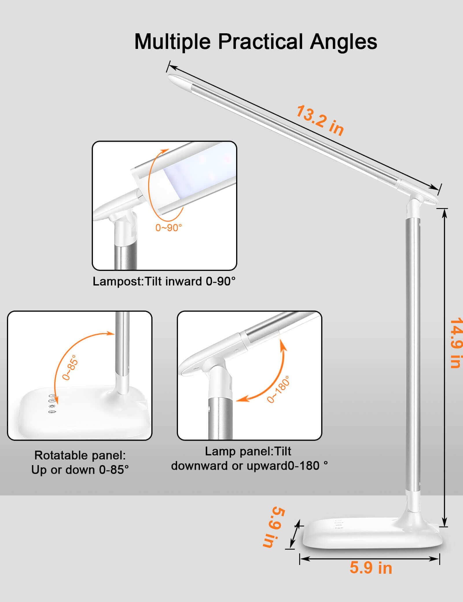 LED Desk Lamp for Home Office - Dimmable, Eye-Caring Reading Table Lamp, 5 Lighting Modes 10 Brightness Levels, Touch Control, 30/60 min Auto Timer