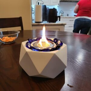 KORNIFUL Concrete Tabletop Fire Pit, Small Portable Fire Pit, Small Table Top Fire Pit Bowl, Mini Fireplace, Ethanol Smores Maker, Indoor & Outdoor