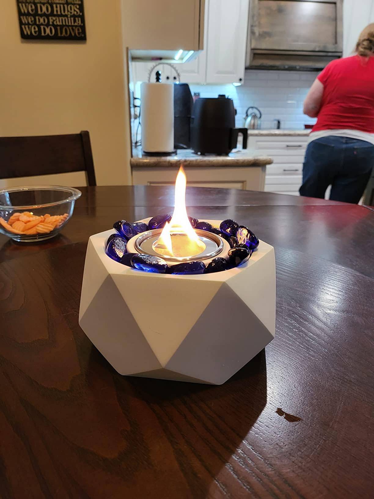 KORNIFUL Concrete Tabletop Fire Pit, Small Portable Fire Pit, Small Table Top Fire Pit Bowl, Mini Fireplace, Ethanol Smores Maker, Indoor & Outdoor