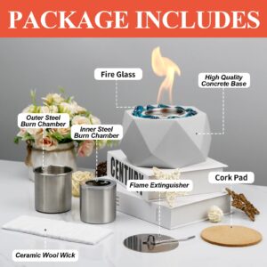 KORNIFUL Concrete Tabletop Fire Pit, Small Portable Fire Pit, Small Table Top Fire Pit Bowl, Mini Fireplace, Ethanol Smores Maker, Indoor & Outdoor