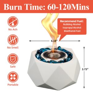 KORNIFUL Concrete Tabletop Fire Pit, Small Portable Fire Pit, Small Table Top Fire Pit Bowl, Mini Fireplace, Ethanol Smores Maker, Indoor & Outdoor