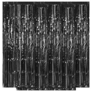 5 pack black fringe backdrop 3.2ft x 8.2ft foil curtain tinsel foil fringe curtains backdrop tinsel backdrop streamers for birthday curtain party decoration wedding christmas decoration (black)