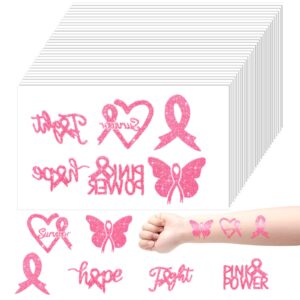 180 pcs breast cancer tattoo sticker temporary pink ribbon tattoos breast cancer awareness glitter tattoos pink ribbon stickers breast cancer body tattoos for women girls face body accessories