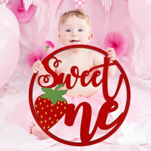 strawberry party decorations sweet one birthday sign for first birthday wood sign cutout centerpieces for baby girls summer fruit baby milestone cake smash photo props baby shower supplies