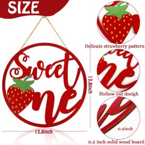 Strawberry Party Decorations Sweet One Birthday Sign for First Birthday Wood Sign Cutout Centerpieces for Baby Girls Summer Fruit Baby Milestone Cake Smash Photo Props Baby Shower Supplies