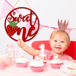 Strawberry Party Decorations Sweet One Birthday Sign for First Birthday Wood Sign Cutout Centerpieces for Baby Girls Summer Fruit Baby Milestone Cake Smash Photo Props Baby Shower Supplies