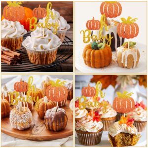 152pcs Little Pumpkin Baby Shower Decorations for Boy with Little Pumpkin Banner Pumpkin Cake Toppers Paper Pompom Latex Balloons Fall Leaves for Fall Theme Baby Shower Party Supplies