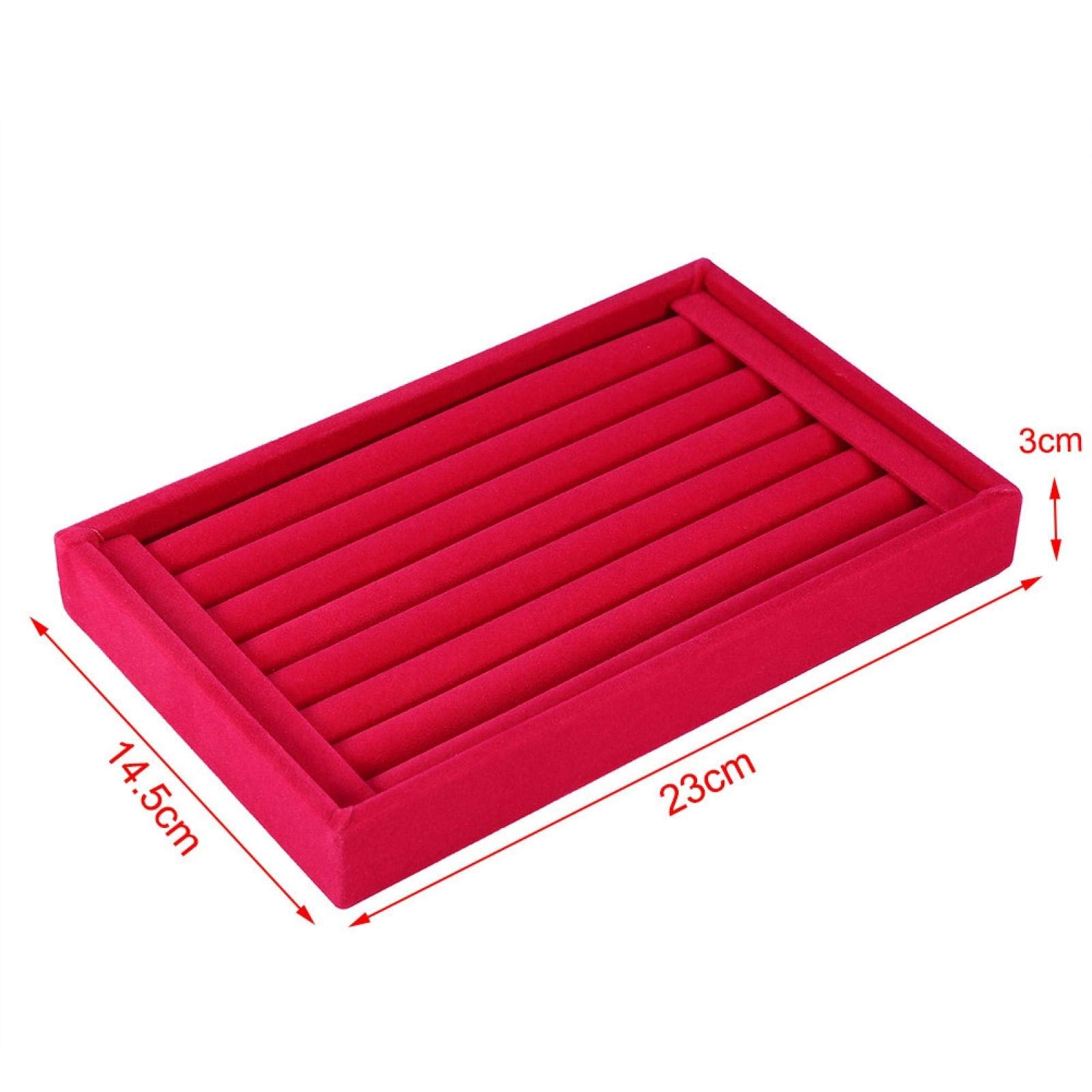 Yuecoom Ring Display Tray, 7 Slots Ring Earrings Showcase Holder, Ring Insert Display Trays, Jewelry Organizer Counter Tray for Rings Earrings Storage, Selling (red)