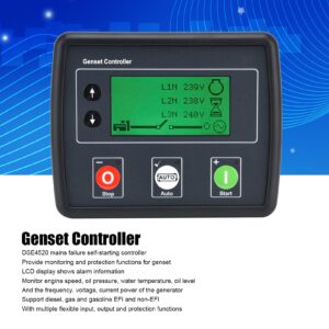 DSE4520 Genset Controller, Generator Controller, Self Starting LCD Display Auto Start Genset Controller with 3‑Phase Mains Detection Control Board for Gasoline Engine