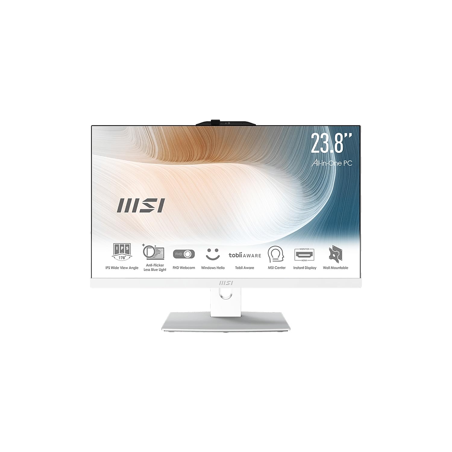 MSI Modern AM242TP AIO Desktop, 23.8" FHD Touchscreen, Intel Core i5-1240P, 8GB Memory, 512GB SSD, WiFi 6, BT 5.1, FHD Webcam, White, Windows 11 Home (12M-056US)