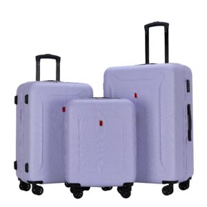 widfre luggage sets 3 pieces carry on suitcase hardshell lightweight travel with double spinner wheels locks tsa approved (purple)