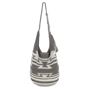 The Sak Back to Bali 120 Hobo in Crochet, Large Shoulder Purse with Single Strap, Earth Ragam