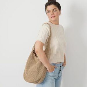 The Sak Back to Bali 120 Hobo in Crochet, Large Shoulder Purse with Single Strap, Earth Ragam