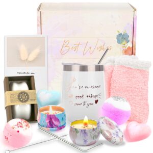 mothers day gifts for mom, unique birthday gifts for women, insulated wine tumbler gift set, relaxing spa bath gift box basket for mom grandma wife sister girlfriend best friend coworker