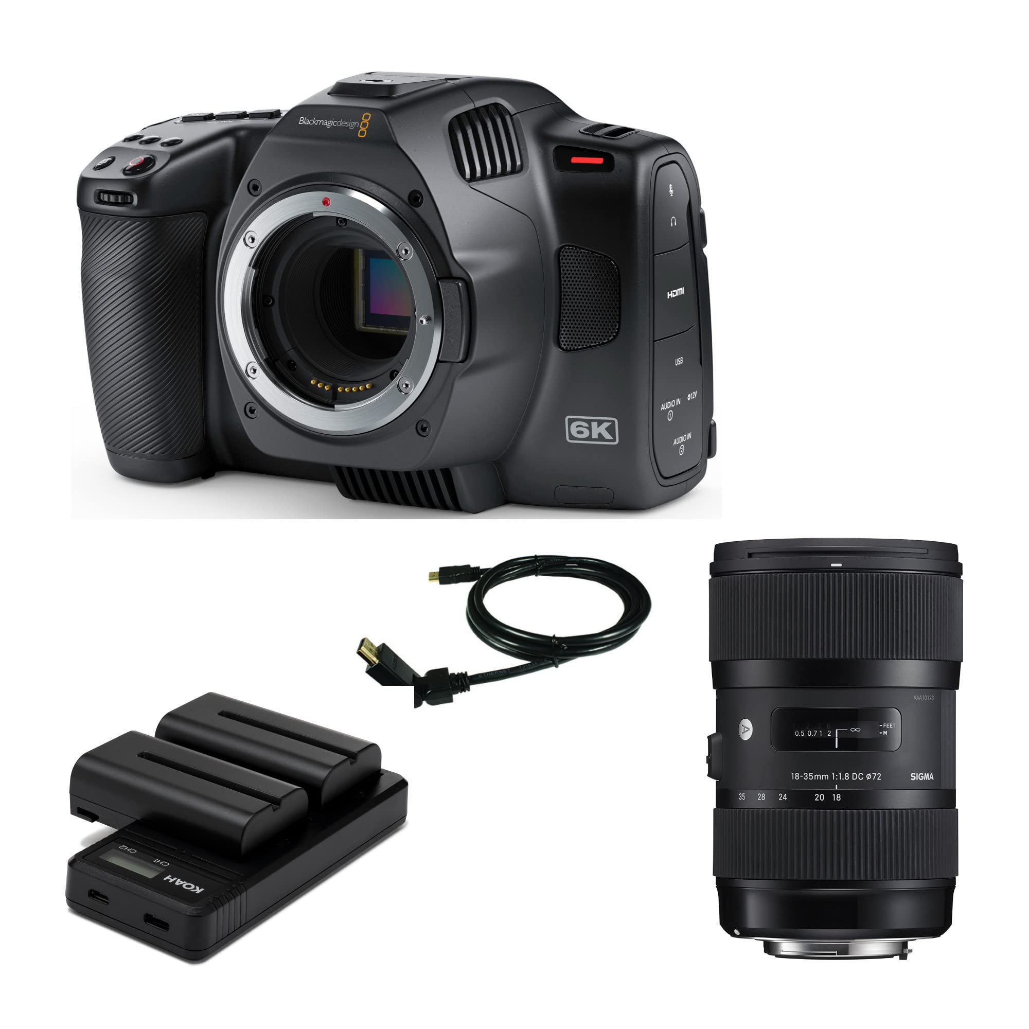 Blackmagic Pocket Cinema Camera 6K G2 (Canon EF) Bundle with 18-35mm Accessories (4 Items)