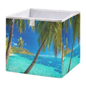 kigai collapsible storage baskets tropical beach palm trees cube storage bins baskets for organizing fabric collapsible storage organizer for bedroom home decor