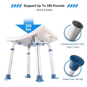 Icedeer Shower Stool with Free Loofah Sponge/Toiletry Bag, Shower Chair for Inside Shower and Bathtub, Height Adjustable Shower Seat for Seniors/Disabled—Tool-Free Assembly Bath Chair(350lb Capacity)