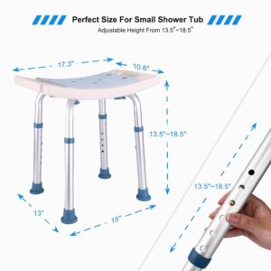 Icedeer Shower Stool with Free Loofah Sponge/Toiletry Bag, Shower Chair for Inside Shower and Bathtub, Height Adjustable Shower Seat for Seniors/Disabled—Tool-Free Assembly Bath Chair(350lb Capacity)