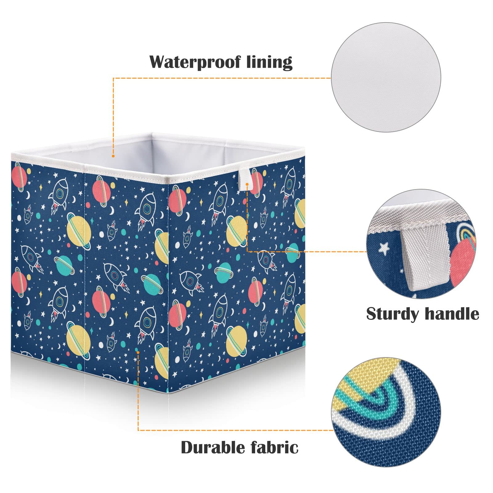 Kigai Collapsible Storage Baskets Outer Space Pattern Rectangular Storage Bins Baskets for Organizing Fabric Collapsible Storage Organizer for Bedroom Home Decor